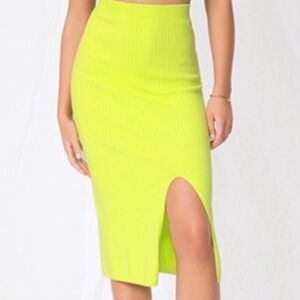 Free People Skyline Midi Skirt - Neon Lime